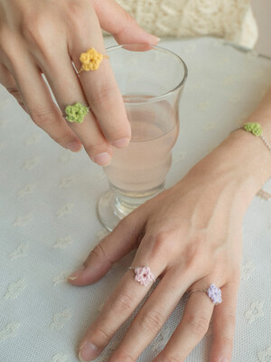 Pastel flower 925 silver chain ring