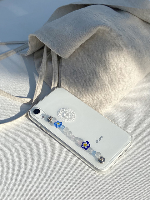 휴대폰/기기케이스,휴대폰/기기케이스,휴대폰/기기케이스,휴대폰/기기케이스 - 로유 (LoU) - Blue flower strap phone case