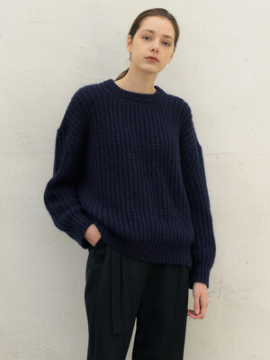 Mohair Loose-Fit Knit_Navy