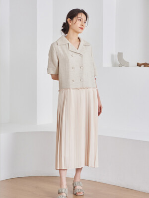Linen Folding Pleated One-piece_ivory