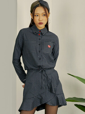 BUTTON UP CROPPED SHIRT-BLACK CHECK