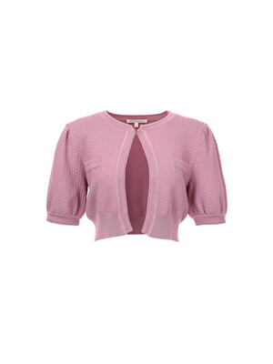 AUBREE Puff sleeve short cardigan (Plum pink)