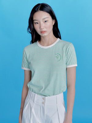 Embroidery Stripe TShirts  Green (KE2340M02M)