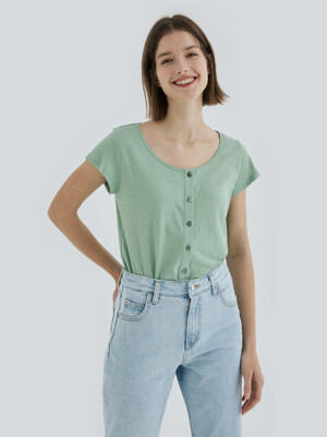 BUTTON POINT TOP (PASTEL GREEN)