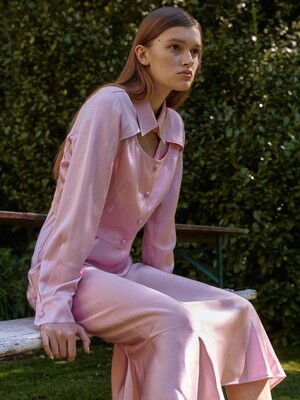 ROCO_PREMIUM SATIN & SIGNATURE SHIRT WITH SLIP DRESS_PINK