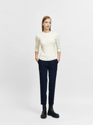 NAVY MORGAN STRAIGHT PANTS