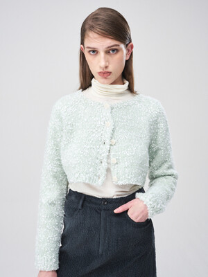 Snow Crop Knit Cardigan, Light Mint