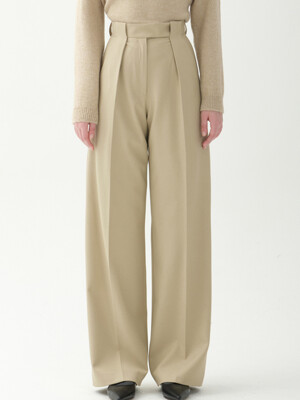 tuck pants_beige