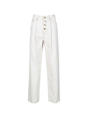 BUTTONED STRAIGHT-LEG JEANS (IVORY)