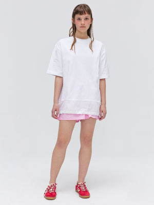 Wooven Layered Pocket T-shirt - White