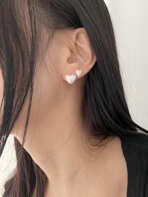 [925silver] Glossy heart earring (4size)