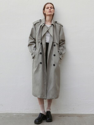 FLAP CLASSIC DOUBLE TRENCH COAT_KHAKI