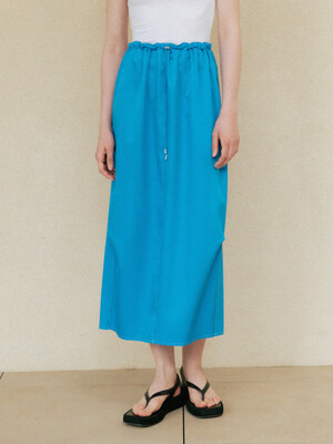 satin drawstring skirt (ink blue)