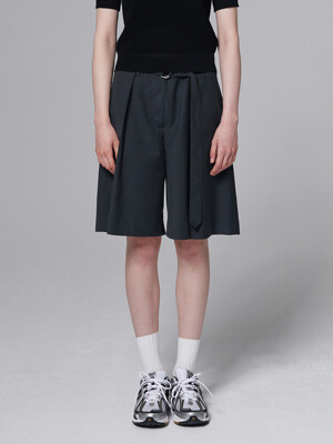 Belted burmuda pants - Charcoal