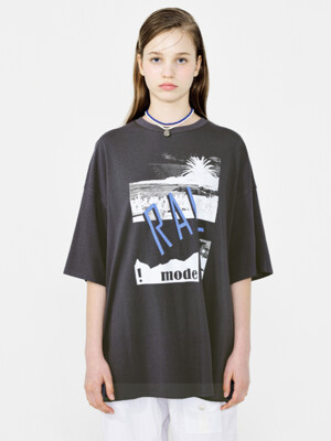 BEACH PRINT T-SHIRT_CHARCOAL