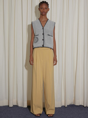 PINTUCK WIDE PANTS - YELLOW