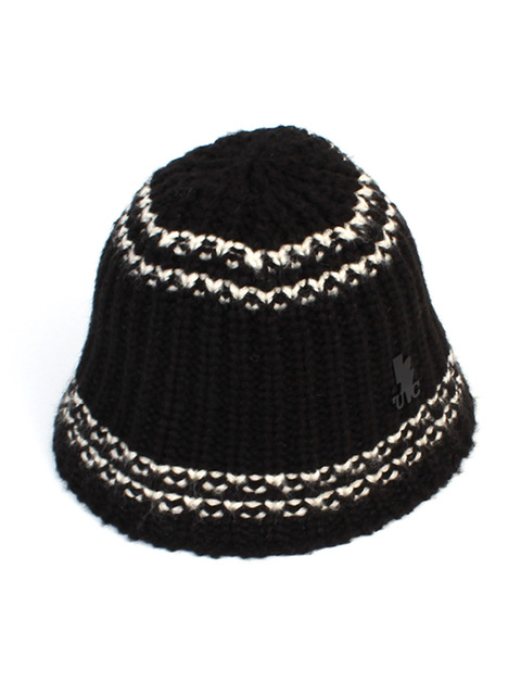 모자,모자 - 유니버셜 케미스트리 (Universal chemistry) - Two Line Black Knit Bucket Hat 니트버킷햇