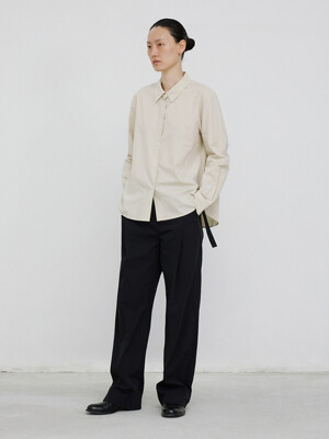BELTED TUCK WIDE PANTS _ D/NAVY