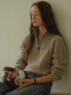 Super fine wool cable knit(Brown)