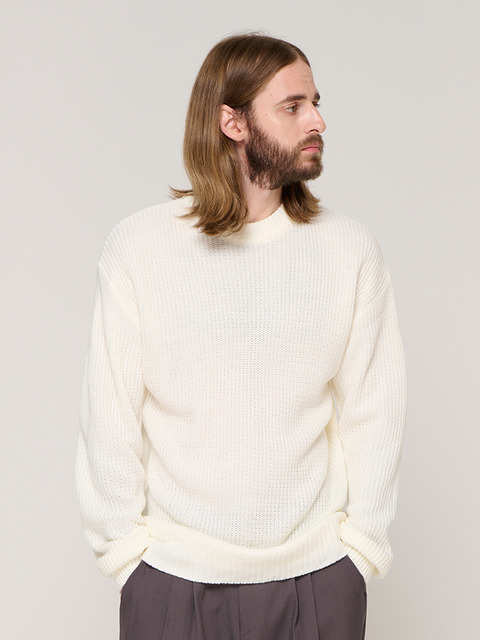 니트 - 카고브로스 (CARGOBROS) - DAILY HACHI ROUND KNIT (IVORY)