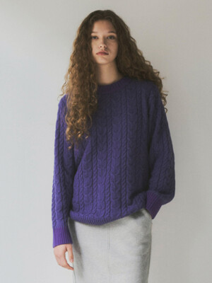 Shaggy Dog Wool Cable Knit_CTK208(Violet)