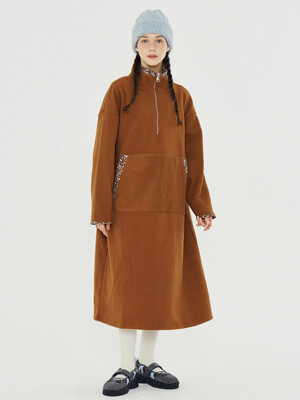 MET fleece half zip-up dress brown
