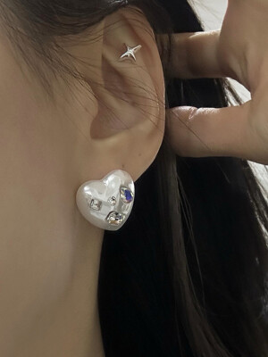 [925silver] Jewel heart earring