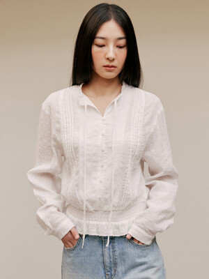 SMOKED BLOUSE_WHITE