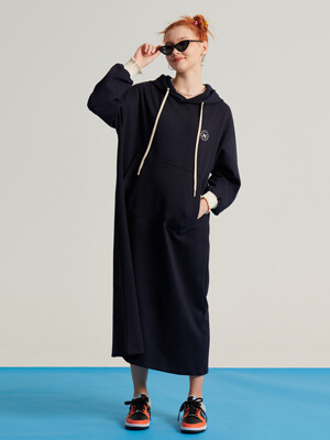 MET shirring hoody dress navy