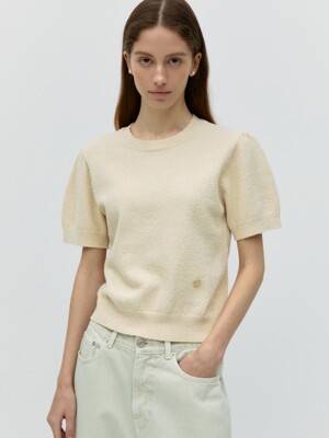 half sleeve boucle knit - butter