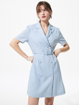 Claire Linen Jacket Dress [Sky Blue]