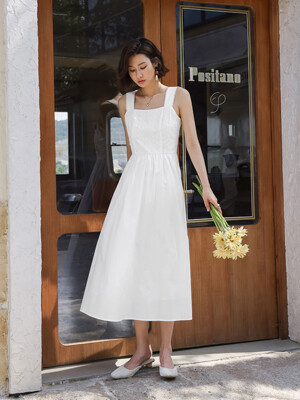 LS_Lace wide strap slip long dress