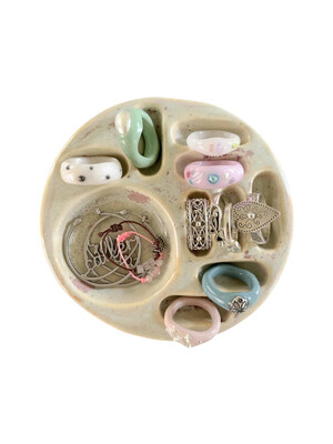 ceramic round mix holder-rose beige