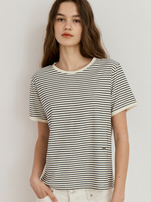 HALF STRIPE T-SHIRT_BLACK