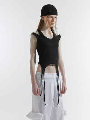 MASH LAYERED SLEEVELESS, BLACK