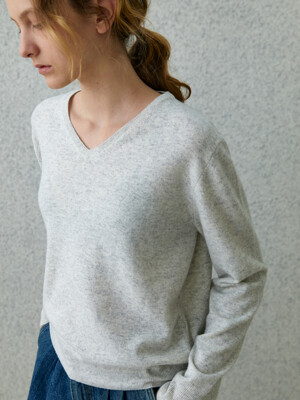 tetu cashmere v-neck knit (melange grey)
