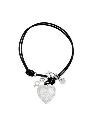 heart luxe leather keyring-black