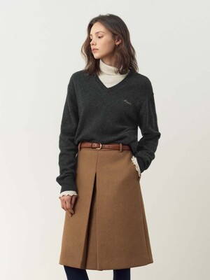 FENCHURCH A-line wool midi skirt (3color)