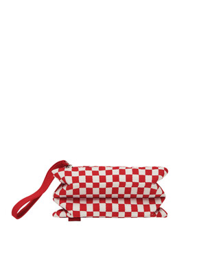 Lucky Pleats Knit Pouch Slim Checkmate Barbados Red