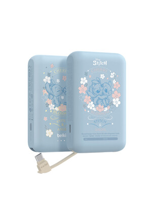 벨킨 디즈니 스티치 C타입 케이블 일체형 20W 10000mAh 보조배터리 BPB021LS