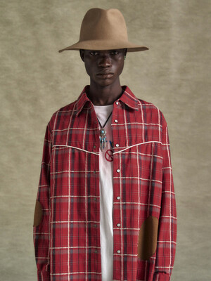 NOAH PATCH CHECK SHIRTS atb1238m(RED)