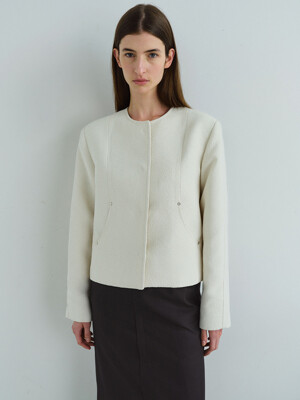 rivet hidden tweed jacket (ivory)