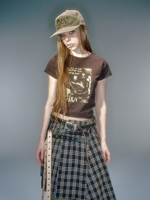 베이컨트 아카이브]CAESARS BUCKLE LAP SKIRT BROWN