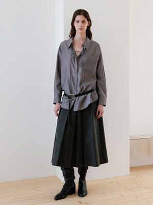 [단독] See-through Oversized Lace-up Shirt SW5MB281_3color