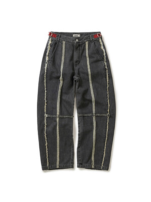 Ragged denim pants / Black