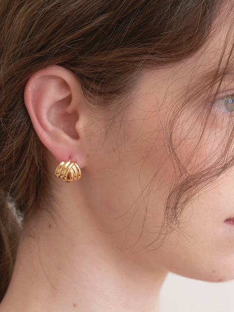할렌 cross 3 ring one touch earrings (E045_gold)