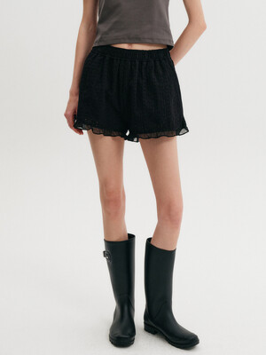 엠마 펀칭 레이스 숏 팬츠_블랙 / EMMA PUNCHING LACE SHORTS PANTS_BLACK
