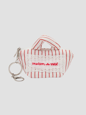 MAISON DE ROLA STRIPE MINI BAG KEYRING RED