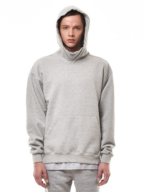 PRINTED FLEECE-BACK COTTON-JERSEY HOODIE (GREY)