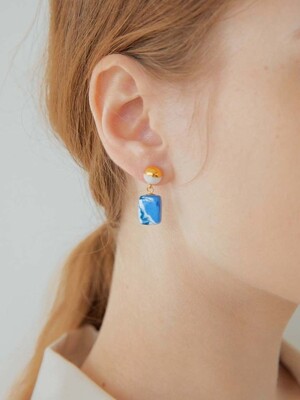 Movement ceramic earring (classic blue3)